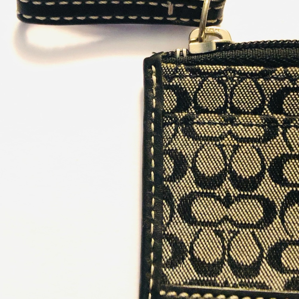 Coach black and gray leatherware signature mini wallet with key fob - Picture 5 of 6